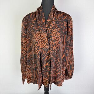 Antibes Blouse Animal Print Orange & Black‎ Size 10